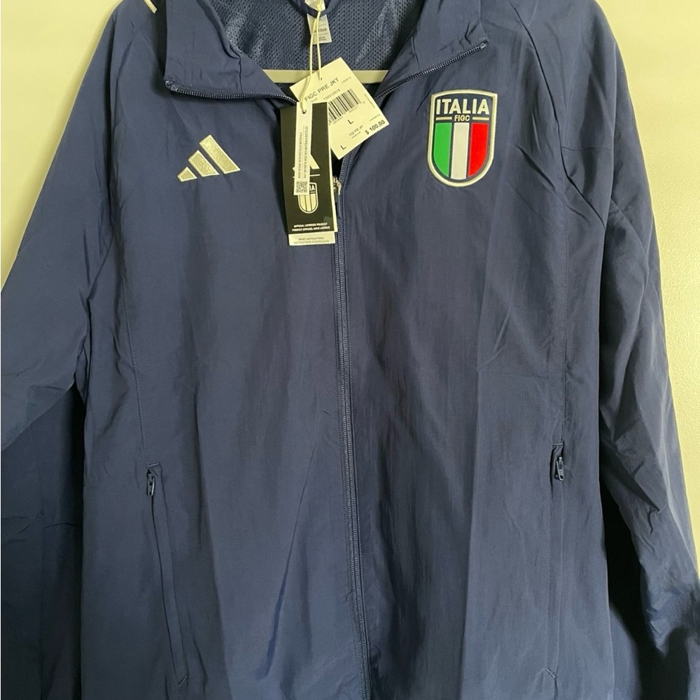 Adidas Italy Pre Match Jacket Italia Dark Blue Mens Size Large